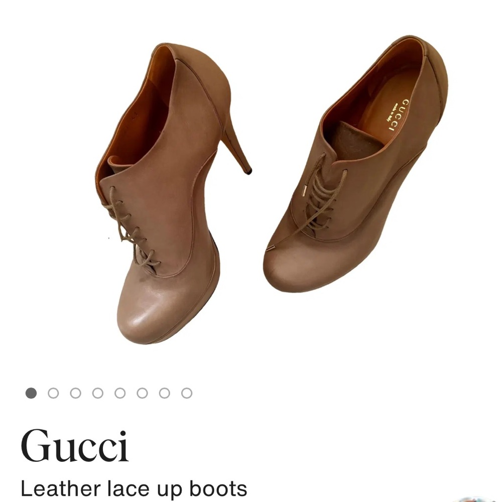 Gucci Women's Tan Leather Lace-Up Boots